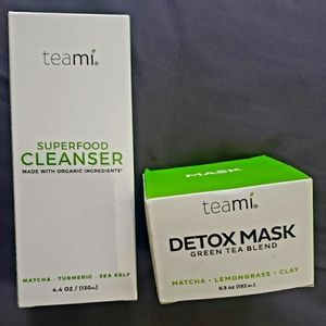 TEAMI' BLENDS SUPERFOOD 4.40Z CLEANSER & DETOX MASK, GREEN TEA BLEND 6.5OZ